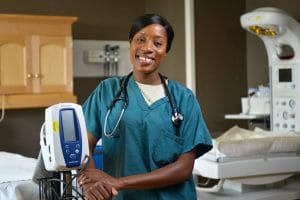 Smiling African-American healthcare professional