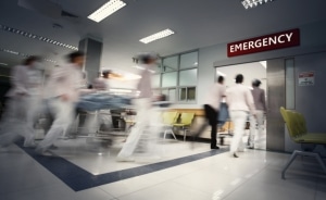 Blurry movement of nurses in the ER